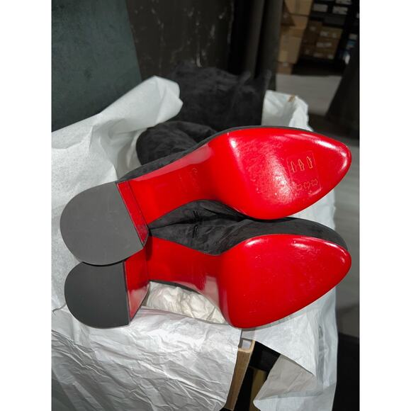 Christian Louboutin Movida Alta Botta 130 Black Suede Thigh High Heel Boot 38.5 - Picture 12 of 12